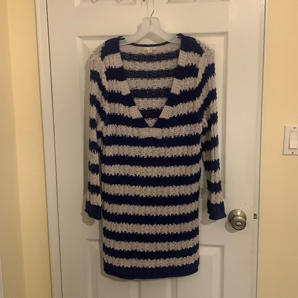 Blue and white sweater